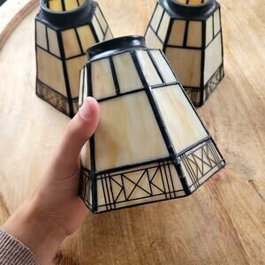 Tiffany Multi-head Ceiling Lampshade Wall Set of 3PCS Beige Glass Shade